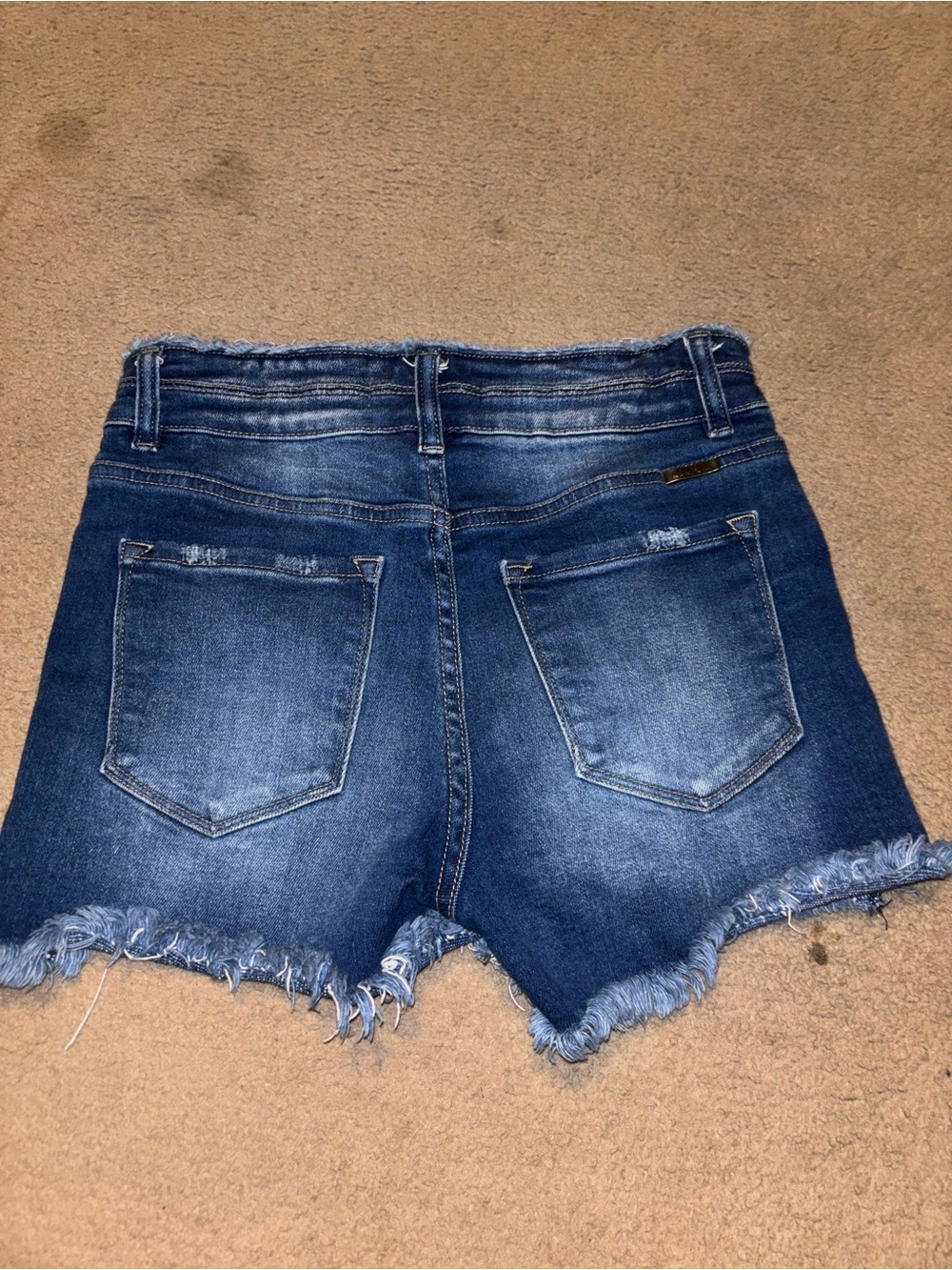 KanCan Dark Blue Distressed High-Rise Jean Shorts - Picture 4 of 4